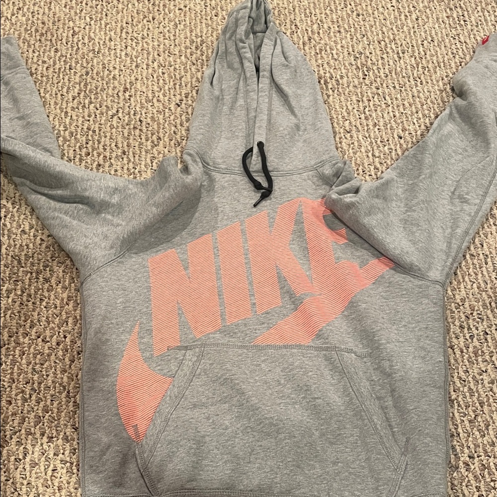 Nike Heather Gray Hoodie with Coral Logo